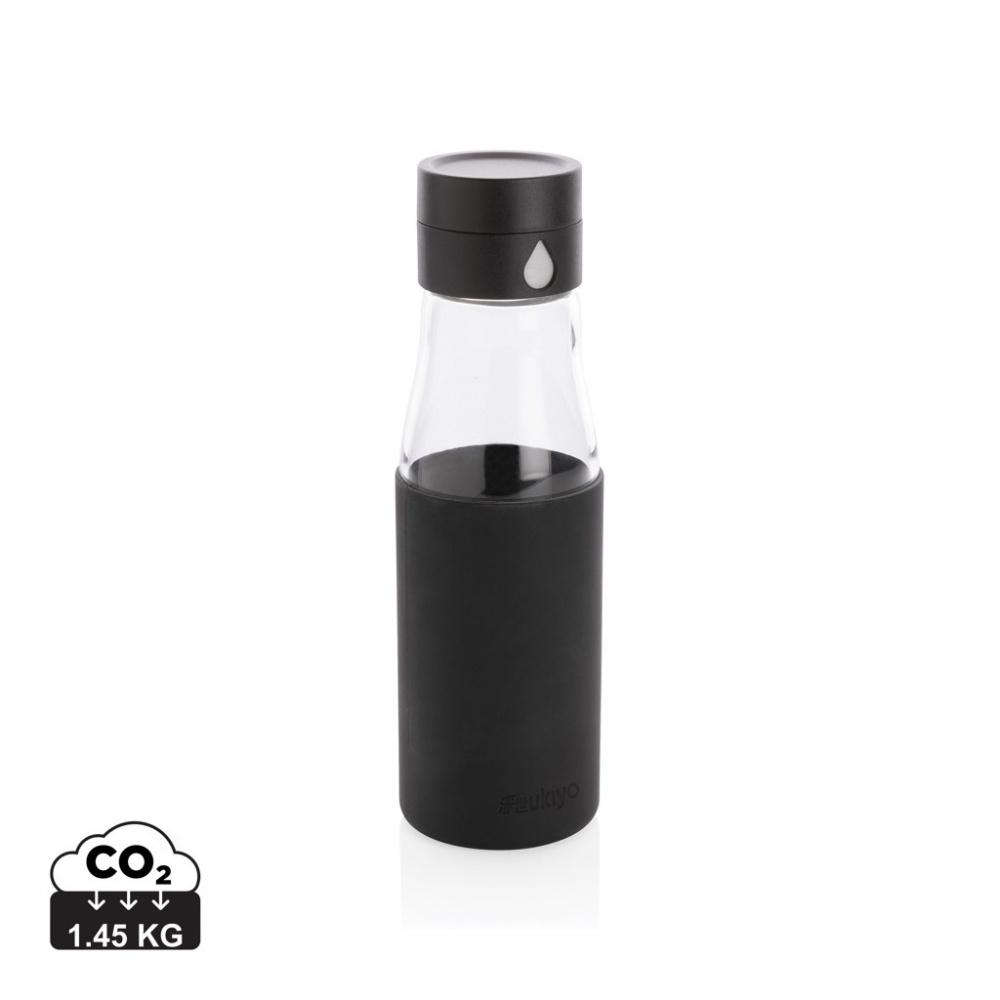 Logotrade corporate gift image of: Ukiyo glass hydration tracking bottle with sleeve