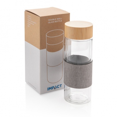 Logo trade promotional giveaways image of: Impact double wall borosilicate glass bottle