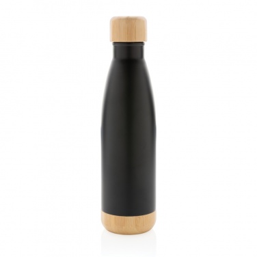 Logo trade promotional item photo of: Vacuum stainless steel bottle with bamboo lid and bottom