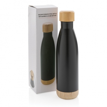 Logo trade business gift photo of: Vacuum stainless steel bottle with bamboo lid and bottom
