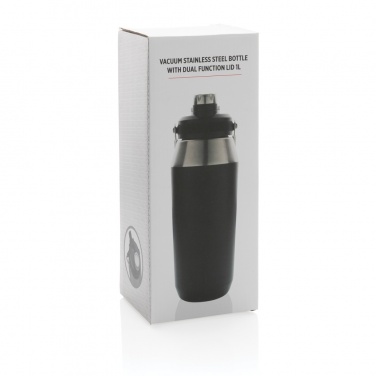 Logo trade promotional gifts picture of: Vacuum stainless steel dual function lid bottle 1L