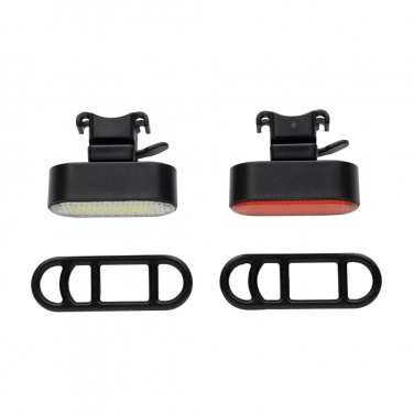Logotrade promotional gift picture of: Lumino RCS recycled plastic USB re-chargeable bike light set