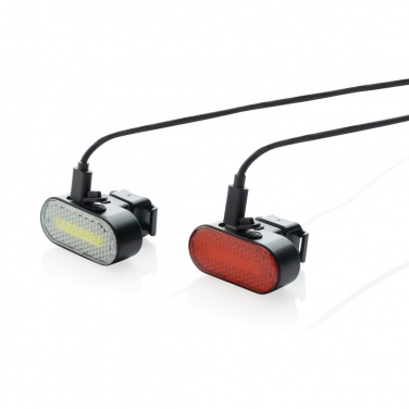 Logo trade promotional gift photo of: Lumino RCS recycled plastic USB re-chargeable bike light set
