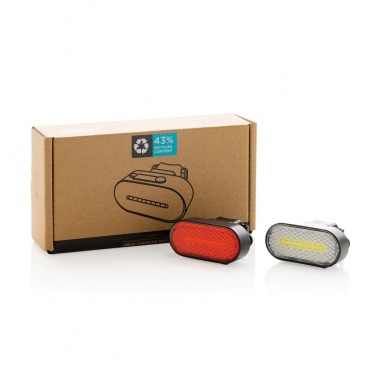 Logotrade promotional giveaway image of: Lumino RCS recycled plastic USB re-chargeable bike light set