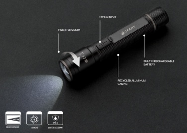 Logotrade promotional giveaway image of: Gear X RCS recycled aluminum USB-rechargeable torch