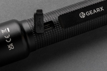 Logo trade business gift photo of: Gear X RCS recycled aluminum USB-rechargeable torch large