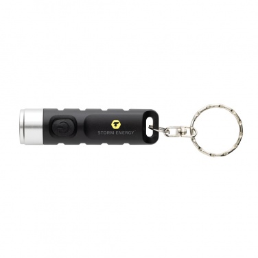 Logo trade business gift photo of: Globix RCS recycled plastic USB re-chargeable keychain torch