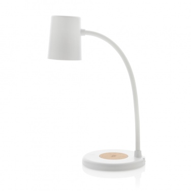 Logo trade corporate gifts image of: Zenara RCS recycled plastic and cork 15W wireless desk lamp