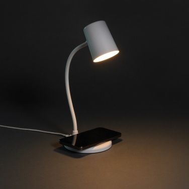 Logo trade promotional merchandise picture of: Zenara RCS recycled plastic and cork 15W wireless desk lamp