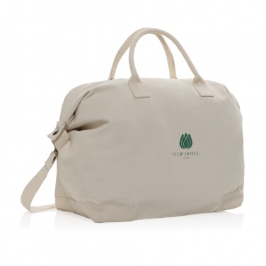 Logo trade promotional items image of: Kezar AWARE™ 500 gsm recycled canvas deluxe weekend bag