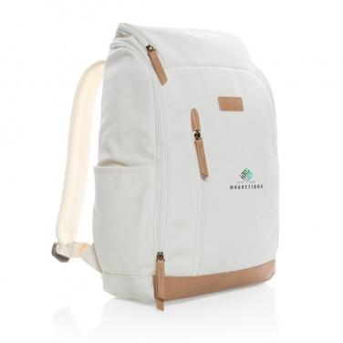 Logo trade corporate gifts picture of: Impact AWARE™ 16 oz. recycled canvas 15" laptop backpack