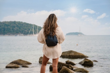 Logotrade business gifts photo of: Impact AWARE™ recycled denim drawstring backpack