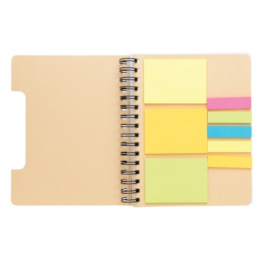 Logo trade promotional product photo of: A5 Kraft spiral notebook with sticky notes