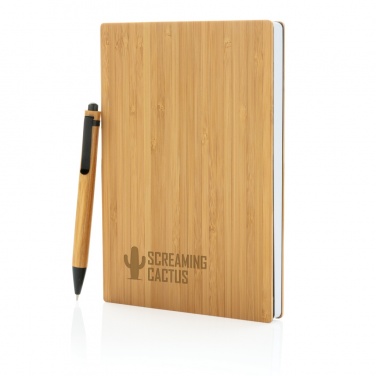 Logotrade promotional giveaway picture of: A5 Bamboo notebook & pen set