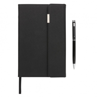 Logo trade corporate gifts image of: Swiss Peak deluxe A5 notebook and pen set