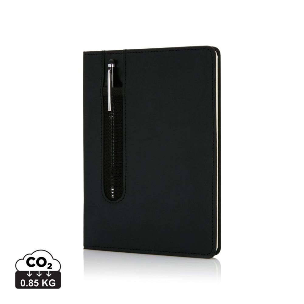 Logo trade promotional merchandise photo of: Standard hardcover PU A5 notebook with stylus pen