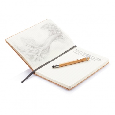 Logo trade advertising products picture of: A5 notebook with bamboo pen including stylus