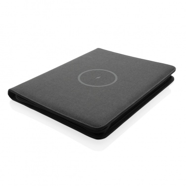 Logo trade business gift photo of: Air 5W wireless charging portfolio A4 w/ 5000 mAh powerbank