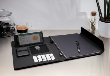 Logotrade promotional giveaway picture of: Fiko 5W wireless charging portfolio A4 with powerbank