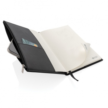 Logo trade corporate gifts image of: Swiss Peak A5 PU notebook with zipper pocket