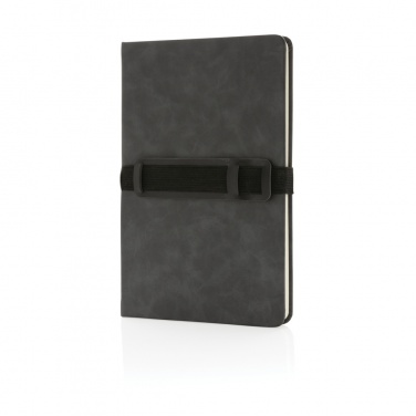 Logotrade advertising product image of: Deluxe hardcover PU notebook A5 with phone and pen holder
