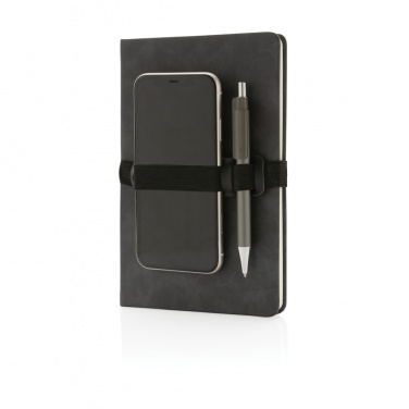 Logo trade corporate gifts picture of: Deluxe hardcover PU notebook A5 with phone and pen holder