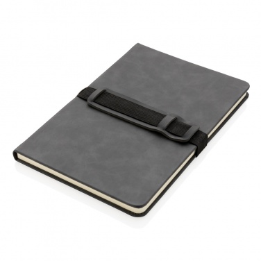 Logo trade corporate gifts image of: Deluxe hardcover PU notebook A5 with phone and pen holder