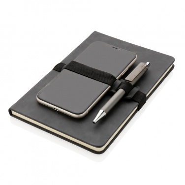 Logotrade advertising products photo of: Deluxe hardcover PU notebook A5 with phone and pen holder