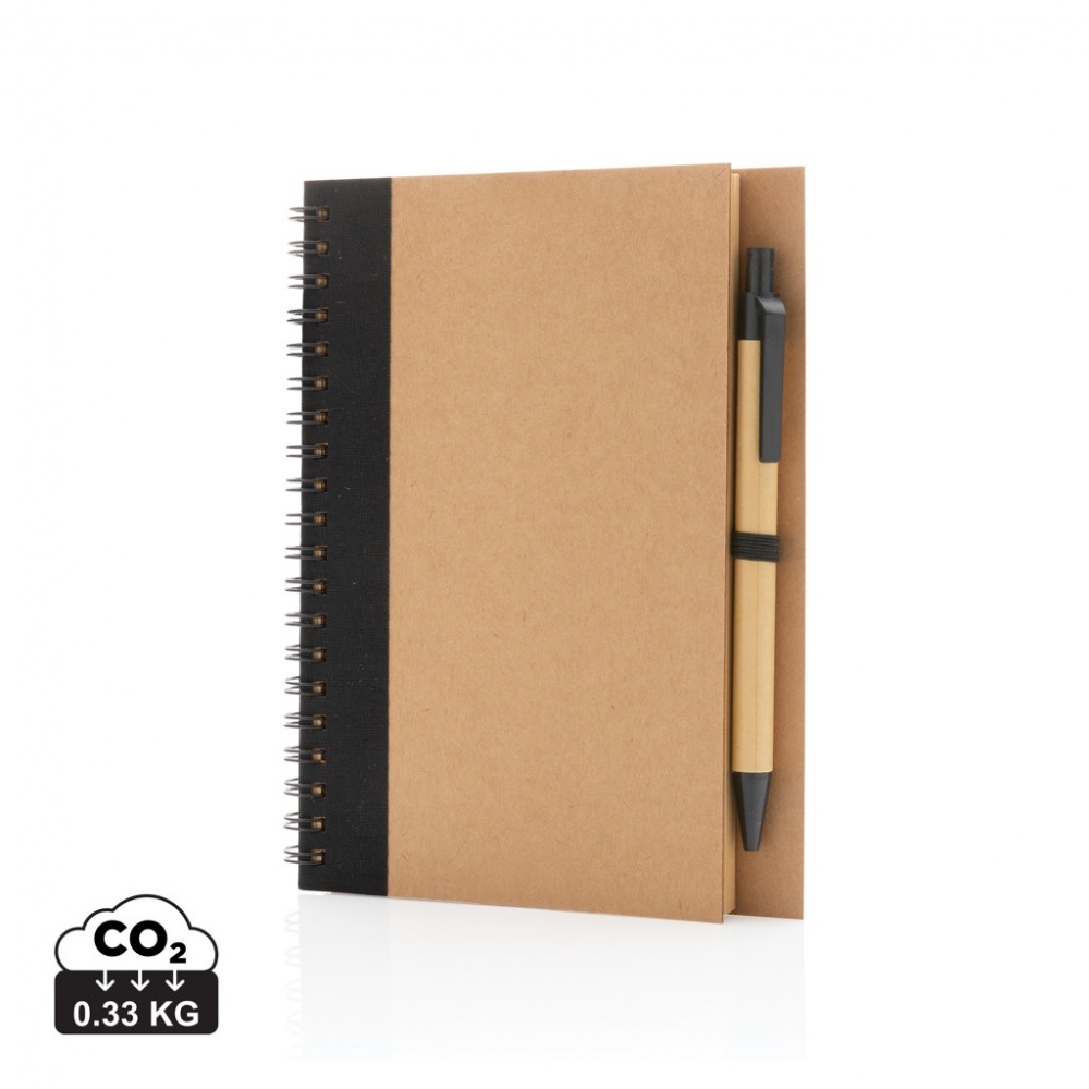 Logo trade advertising products picture of: Kraft spiral notebook with pen