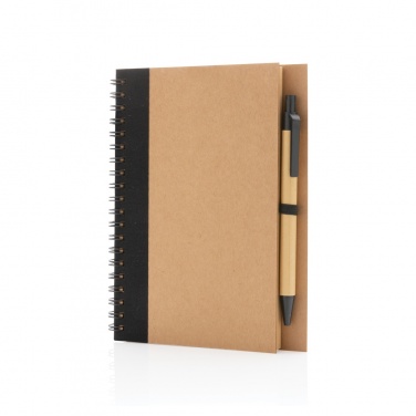 Logo trade promotional merchandise picture of: Kraft spiral notebook with pen