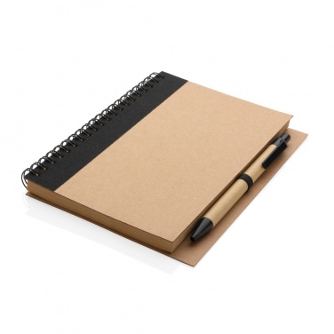 Logotrade promotional product picture of: Kraft spiral notebook with pen