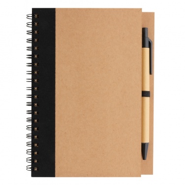 Logo trade promotional merchandise image of: Kraft spiral notebook with pen