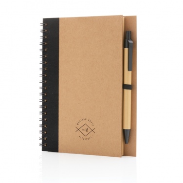 Logo trade promotional items picture of: Kraft spiral notebook with pen