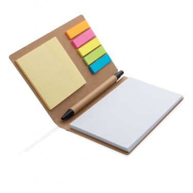 Logo trade promotional merchandise image of: Kraft sticky notes A6 booklet with pen