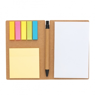 Logo trade promotional gifts image of: Kraft sticky notes A6 booklet with pen