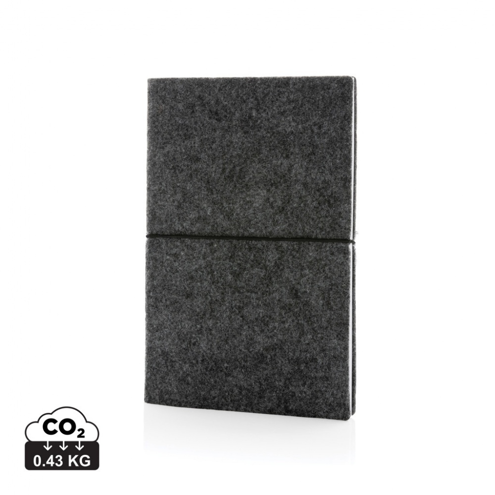 Logo trade promotional merchandise picture of: GRS certified recycled felt A5 softcover notebook