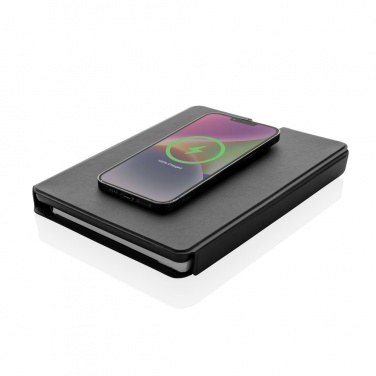 Logo trade promotional items picture of: Swiss Peak RCS rePU notebook with 2-in-1 wireless charger
