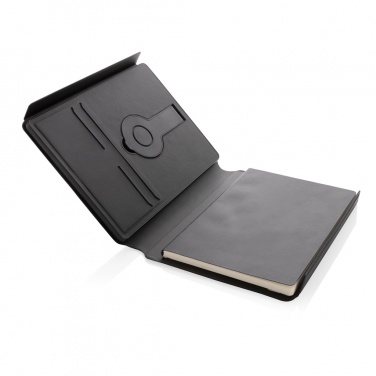 Logo trade promotional product photo of: Swiss Peak RCS rePU notebook with 2-in-1 wireless charger
