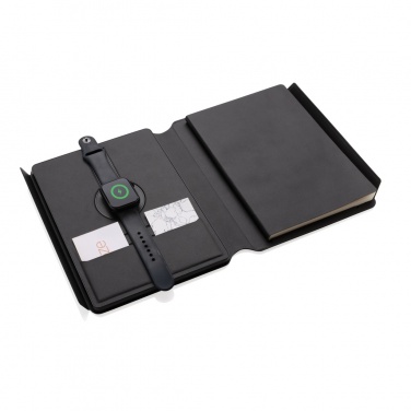 Logo trade promotional giveaways picture of: Swiss Peak RCS rePU notebook with 2-in-1 wireless charger