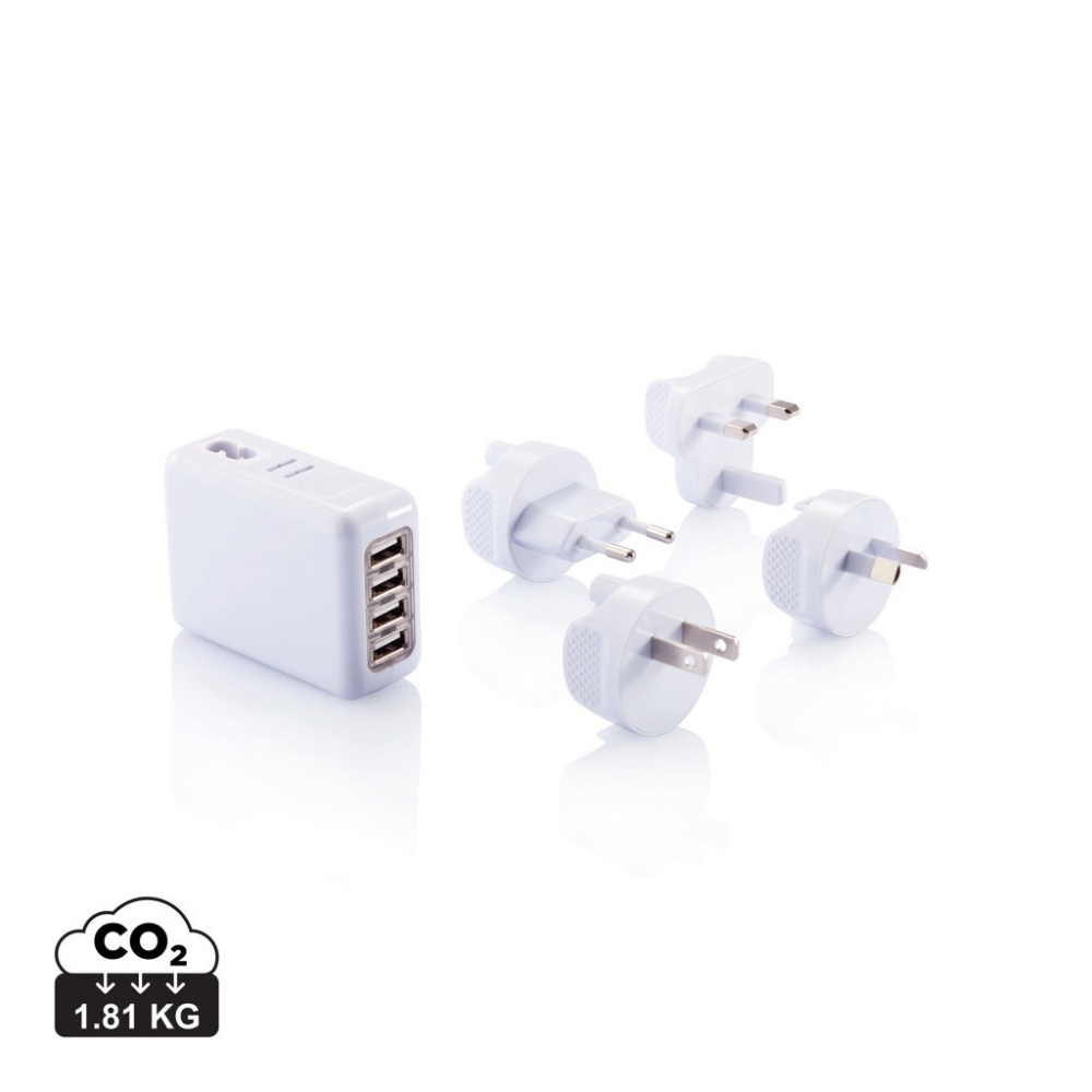 Logotrade promotional gift image of: Travel plug with 4 USB ports