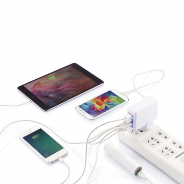 Logo trade promotional item photo of: Travel plug with 4 USB ports