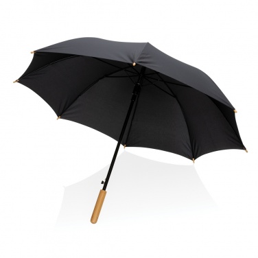Logo trade promotional giveaways image of: 23" Impact AWARE™ RPET 190T auto open bamboo umbrella