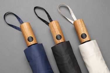 Logo trade promotional product photo of: Kaycey 21" AWARE™ RPET Acacia wood mini auto open umbrella