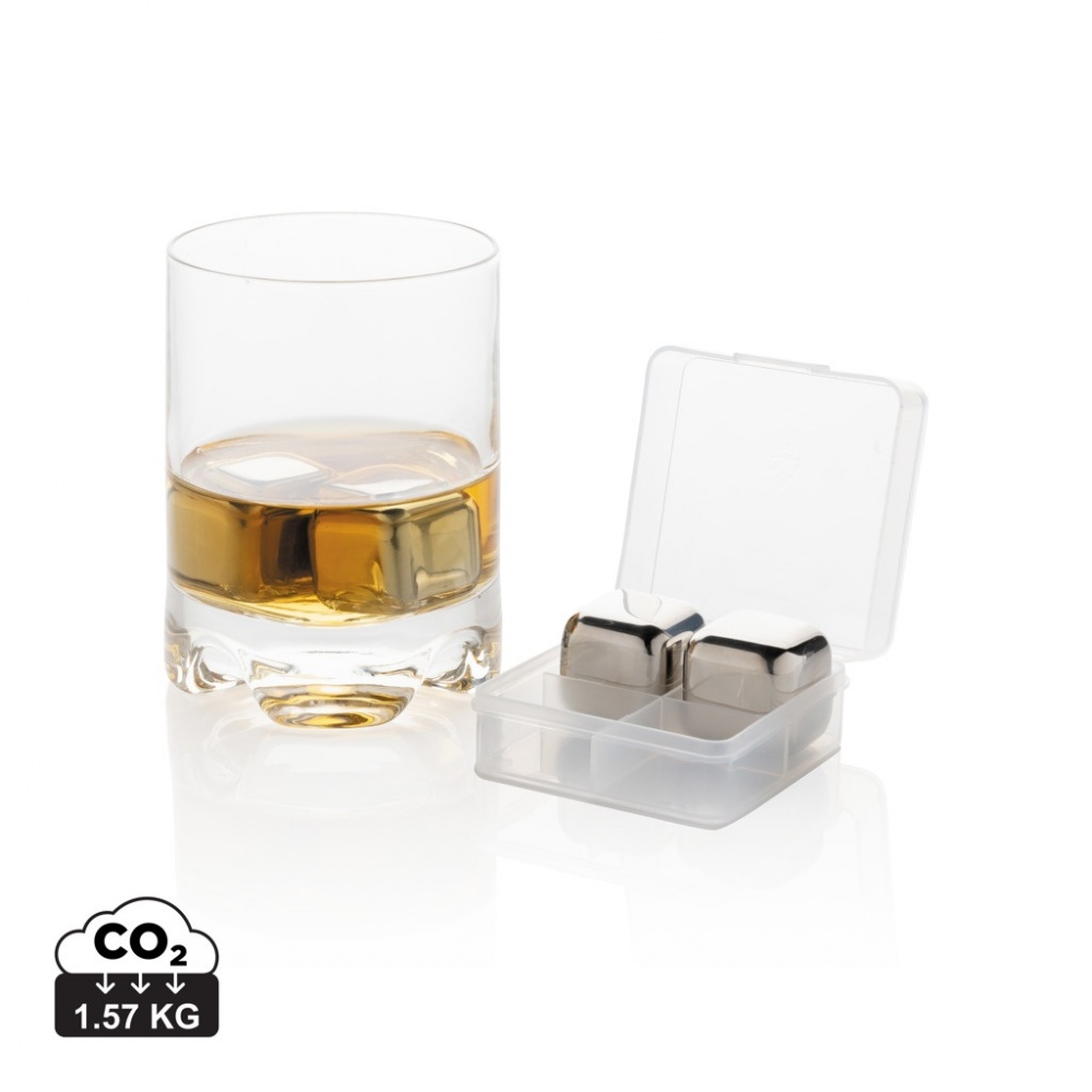 Logotrade corporate gift picture of: Re-usable stainless steel ice cubes 4pc