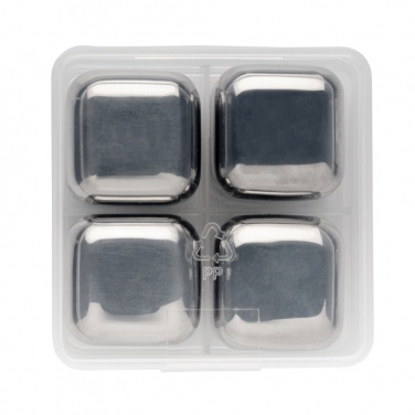 Logo trade promotional merchandise image of: Re-usable stainless steel ice cubes 4pc