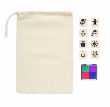 Logo trade advertising products picture of: 8 wooden Christmas stamps set