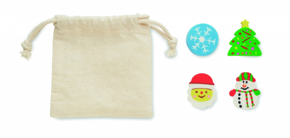 Logo trade promotional products image of: Set of 4 Christmas erasers