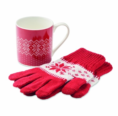 Logo trade promotional merchandise photo of: Winter gift mug and gloves set
