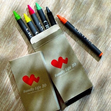 Logo trade promotional giveaways image of: Carton of 6 wax crayons