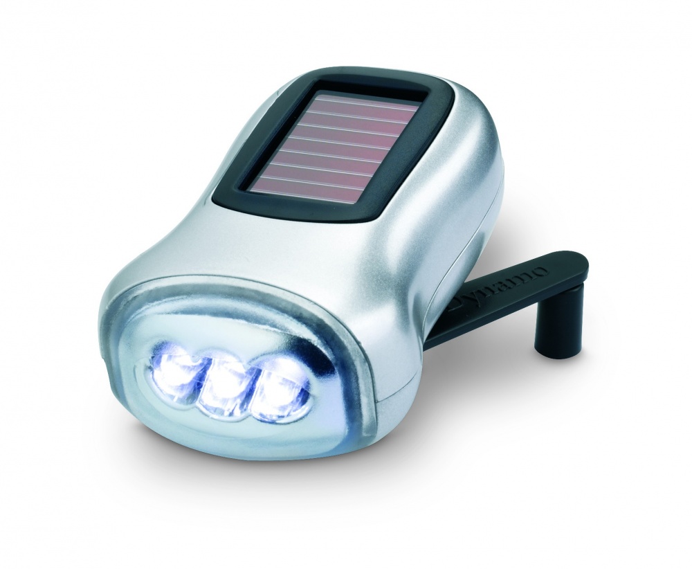 Logo trade business gift photo of: Dual powered dynamo torch